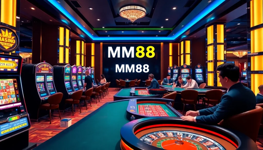 Experience high-stakes gaming action at MM88 with vibrant slot machines and engaging table games.