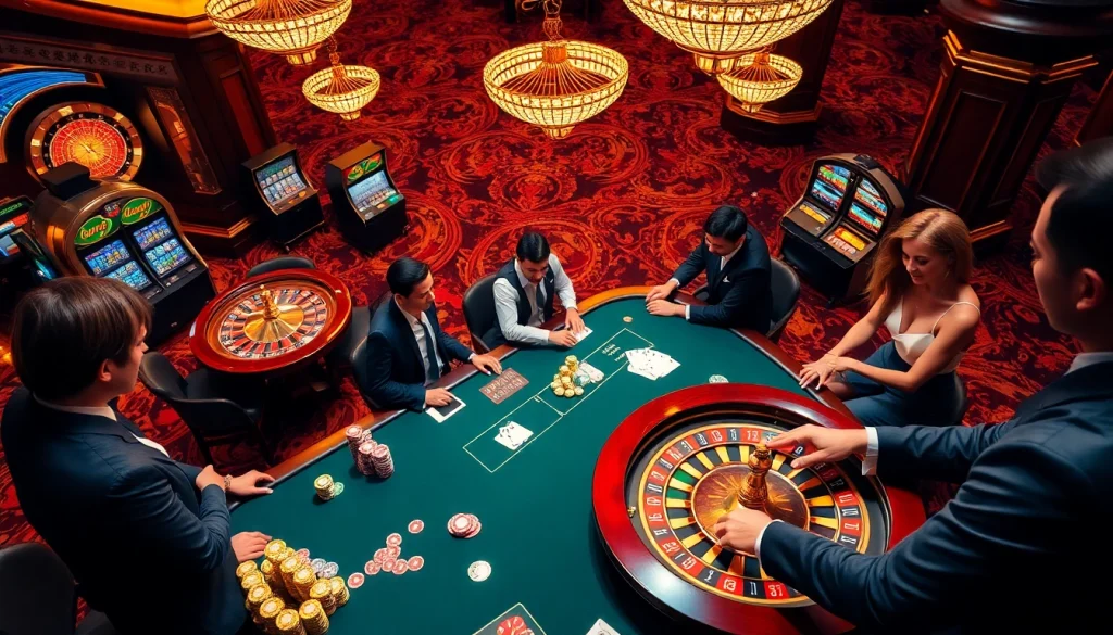 Engaged gamblers placing bets at a stylish casino table showcasing the excitement of https://tg88u.com/.