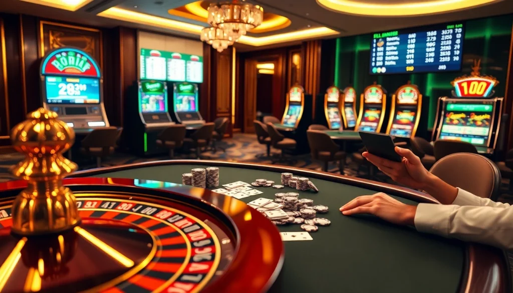 Analyze Nhận định kèo nhà cái at a luxurious casino table with cards and chips scattered.