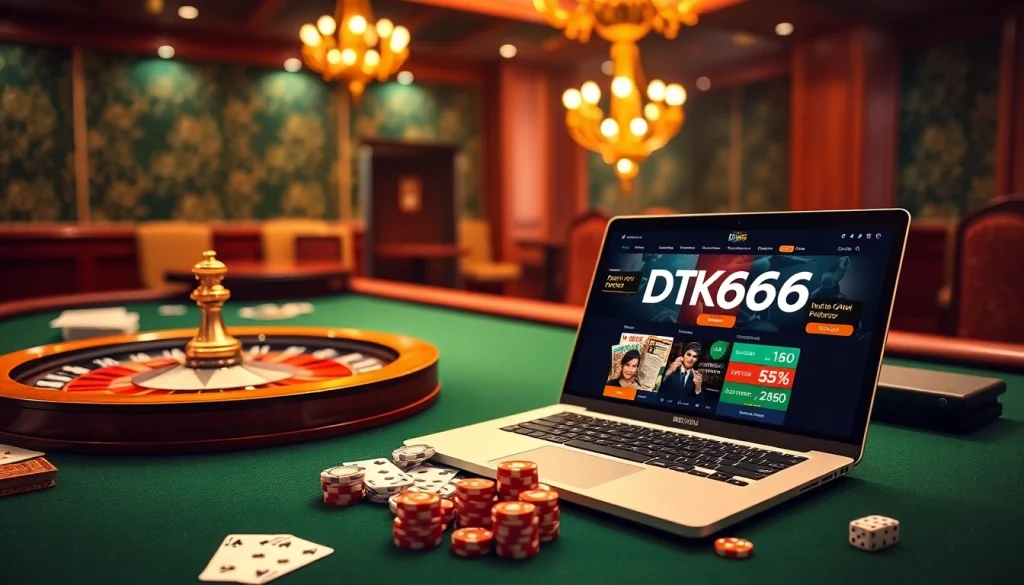 Engage with BDTK66 at a luxurious online casino table featuring poker chips and cards.