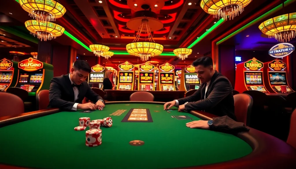Experience thrilling games at https://78win.id/, where vibrant casino tables and poker chips create an exciting atmosphere.