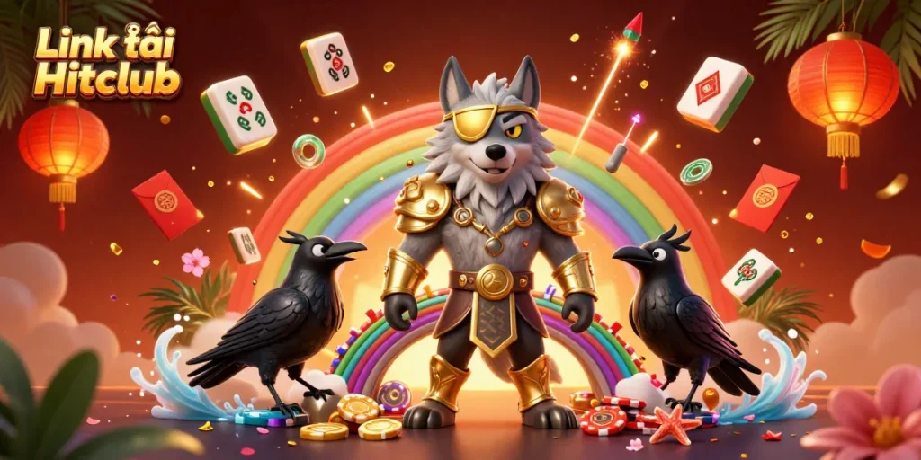 Engage with Link vào Hitclub through this vibrant scene filled with casino mythology and gaming elements.