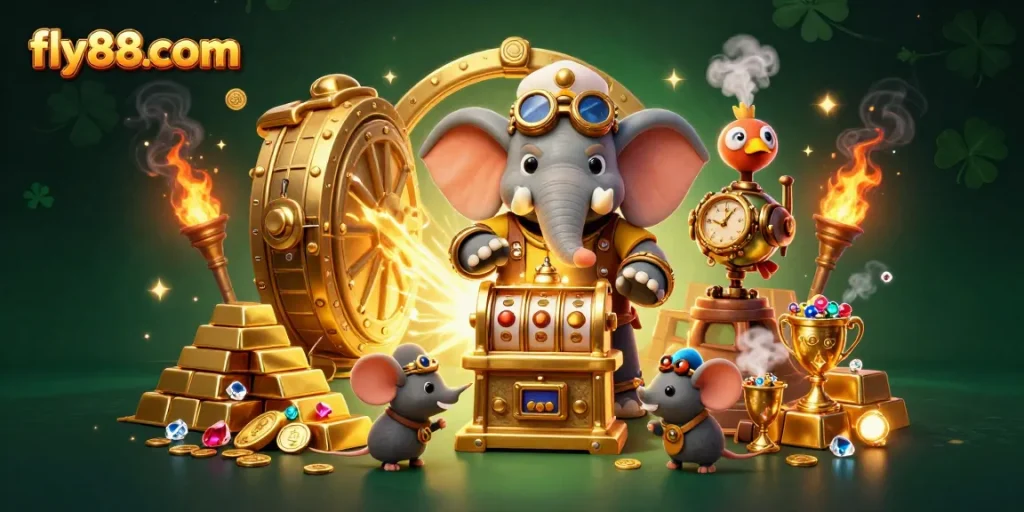 Spin the reels at fly88com with vibrant golden treasures and captivating characters.