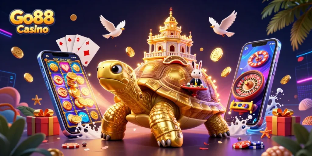 Engage in exciting gameplay at Go88 Casino with vibrant 3D characters and dynamic gambling elements.
