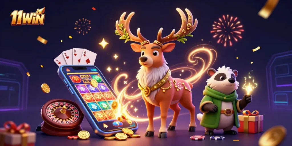 Experience the thrill of 11WIN with vibrant slots and dynamic casino elements.