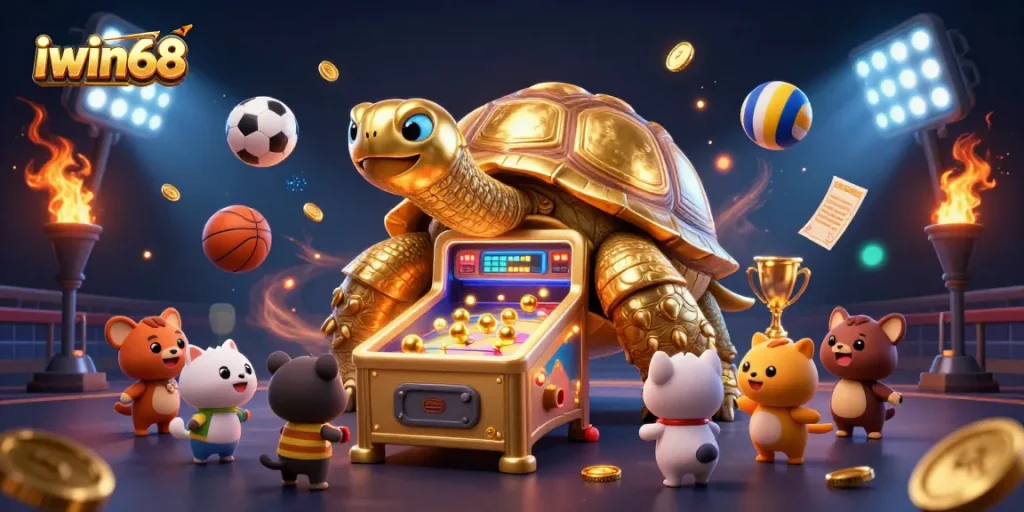 Experience the excitement of iwin68 with a thrilling 3D illustration of gaming fun and jackpots!