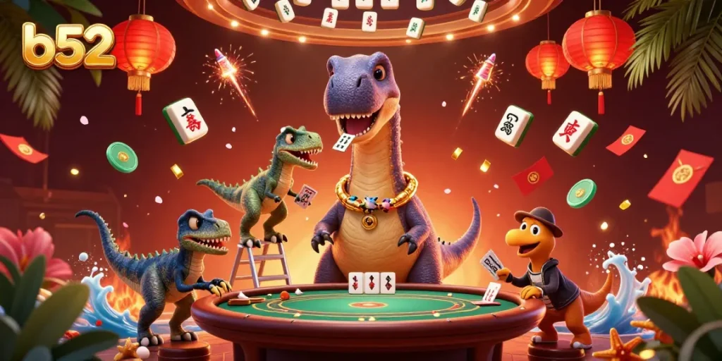 Experience thrilling gambling fun in B52 with a giant brontosaurus and clever raptor dealer
