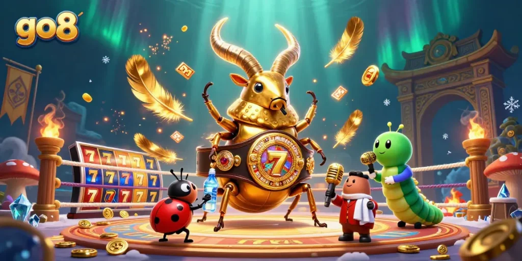 Engage with the exciting world of go8 betting as a golden stag beetle showcases its championship prowess.