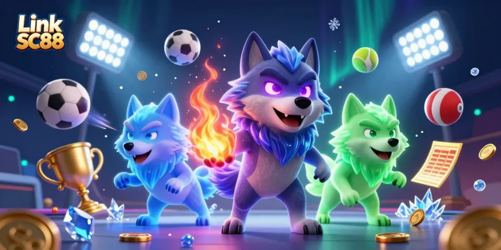 Engage in thrilling gameplay with Link SC88, featuring ghostly wolves and dynamic sports elements.