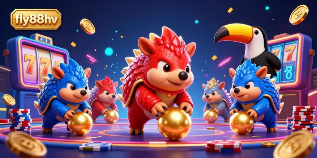 Engage in thrilling gameplay at fly88hv with colorful pangolins and exciting slot elements.