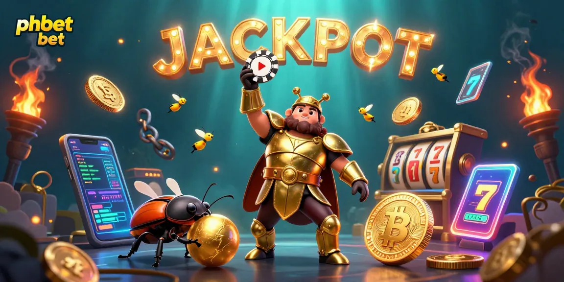 Experience thrilling wins with phbet bet as a heroic beetle celebrates a jackpot, enhancing the gaming excitement.