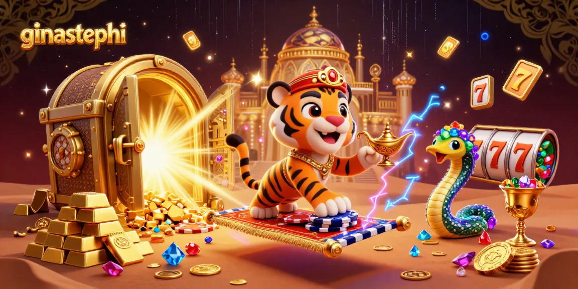 Engage with ginastephi's dynamic gaming experience through vibrant 3D casino-themed illustration.